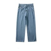Solid Straight-leg Denim Pants